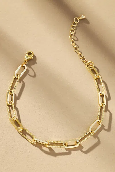 Boxbar Textured Paperclip Charm Bracelet In Gold