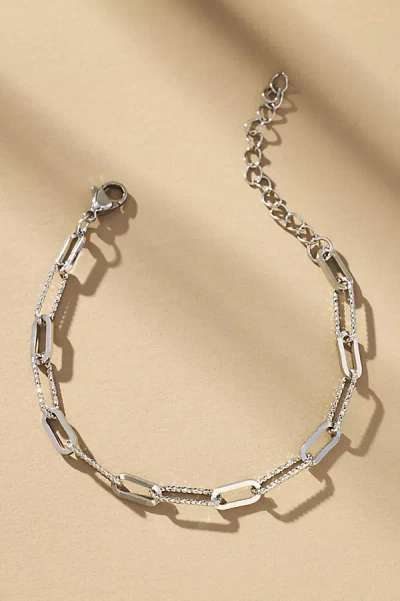 Boxbar Textured Paperclip Charm Necklace In Silver