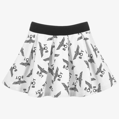 Boy London Kids'  Girls Cotton Jersey Repeat Skirt In White