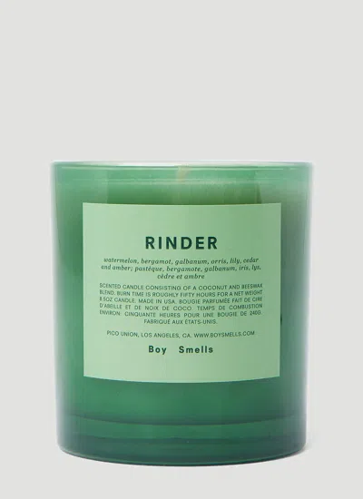 Boy Smells Rinder Candle In Green
