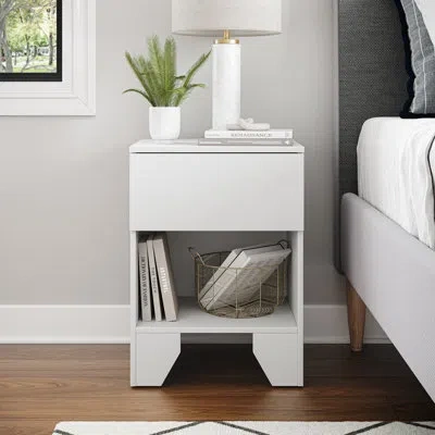 Boyd Sleep Anzio One Drawer Modern Nightstand, Anzio In White