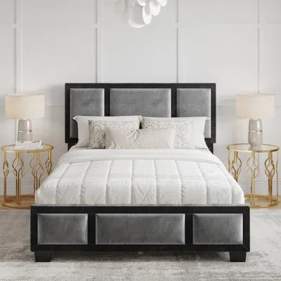 Boyd Sleep Bavaria Velvet Upholstered Platform Bed Frame With Adjustable Headboard, No Box Spring Required - Bo In Silver,black