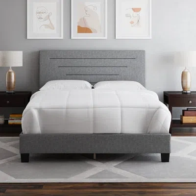 Boyd Sleep Cordoba Linen Upholstered Platform Bed Frame With Adjustable Headboard, Requires Box Spring - Boyd S In Gray