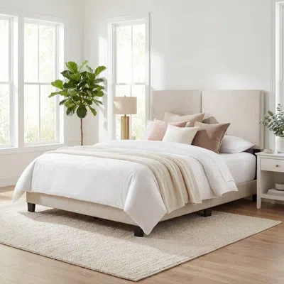 Boyd Sleep Milan Linen Upholstered Platform Bed | Adjustable Headboard |wood Frame | 700 Lb Capacity | Farmhous In Cream
