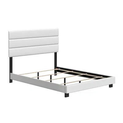 Boyd Sleep Napoli Faux Leather Fabric Upholstered Platform Bed Frame W/adjustable Headboard, No Noise Strong Wo In White