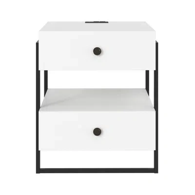 Boyd Sleep Pesaro Modern 2 Drawer Nightstand With Usb Charging Station And Power Outlets, Pesaro In White