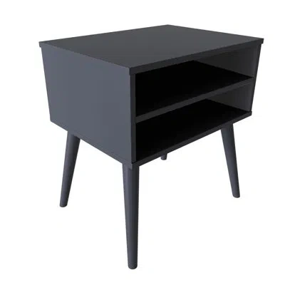 Boyd Sleep Ragusa Mid-century Modern Two Shelf Nightstand, Roger Collection In Black