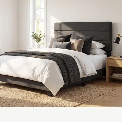 Boyd Sleep Ravenna Linen Platform Bed | Adjustable Headboard | Low-profile Foundation Compatible | Modern Chann In Black