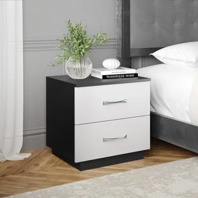 Boyd Sleep Sleep Hamilton Double Drawer Low Profile Nightstand In White,black