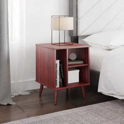 Boyd Sleep Warwick Geometric Open Bedside Nightstand End Table In Cherry