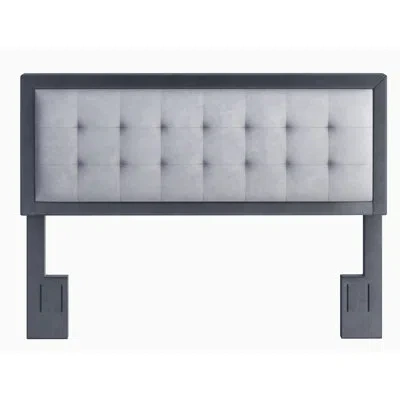 Boyd Sleep Zoe Adjustable Upholstered Tufted Velvet Headboard In Gray