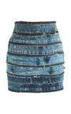 Boyedoe Odeneho Patchwork Denim Mini Skirt In Medium Wash