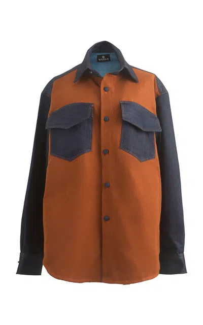 Boyedoe Yomavu Denim-paneled Cotton-blend Top In Multi