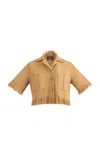 Boyedoe Yomavu Fringed Cotton-blend Crop Top In Tan