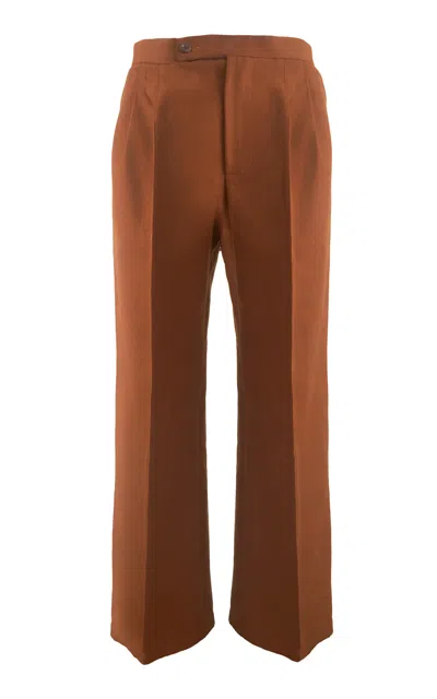 Boyedoe Zuhrah Cotton-blend Wide-leg Pants In Brown