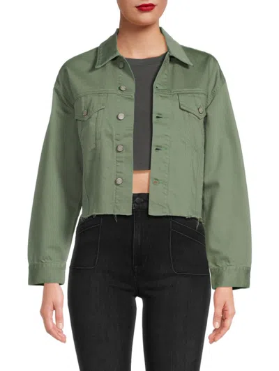 Boyish Women's The Harvey Raw Hem Cropped Jacket In Green