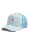 Boys Lie 1-800 Heart Boys Distressed Trucker Hat In Blue