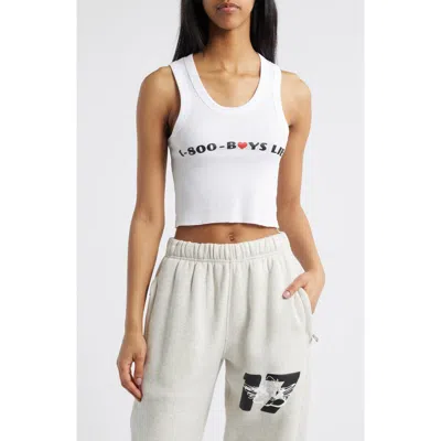Boys Lie 1-800 Heart Crop Rib Graphic Tank In White
