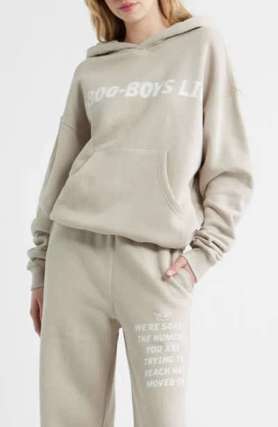 Boys Lie 1-800 Graphic Racer Hoodie In Gray