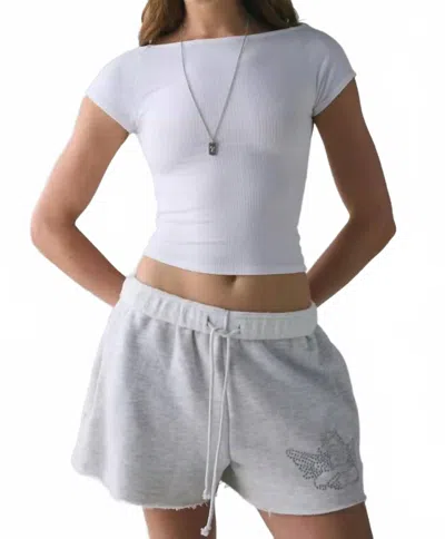Boys Lie 1-800 Rhinestone Graphic Basic Short In Grey In Gray