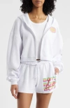 Boys Lie Alex Gotta Jet Crop Cotton Terry Graphic Zip Hoodie