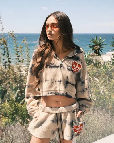 Boys Lie Alex Zip-up Cropped Hoodie In Brown Multi