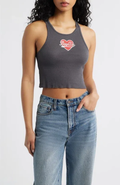 Boys Lie Begee Waffle Knit Crop Tank In Gray