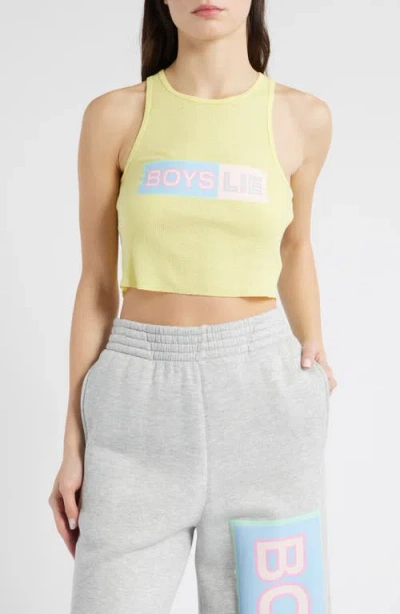 Boys Lie Better Half Rib Crop Tank In Yellow
