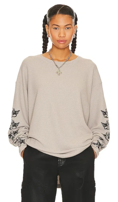 Boys Lie Beyond The Veil Thermal Tee In Taupe