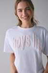 Boys Lie Block Their Number Graphic Boyfriend Tee In White, Women's At Urban Outfitters In White