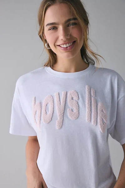 Boys Lie Block Their Number Graphic Boyfriend Tee In White, Women's At Urban Outfitters