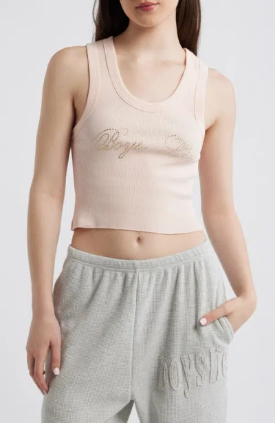Boys Lie Boys Will Be Boys Embellished Cotton Crop Tank In Pink