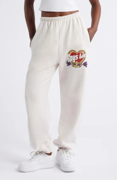 Boys Lie Breakfast Beers Kimmy Graphic Sweatpants In Cream