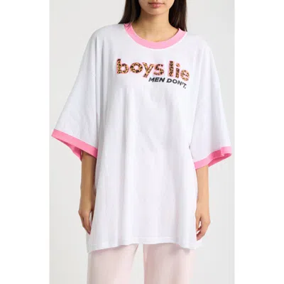 Boys Lie Caitlyn Coded Boyfriend Graphic T-shirt In White