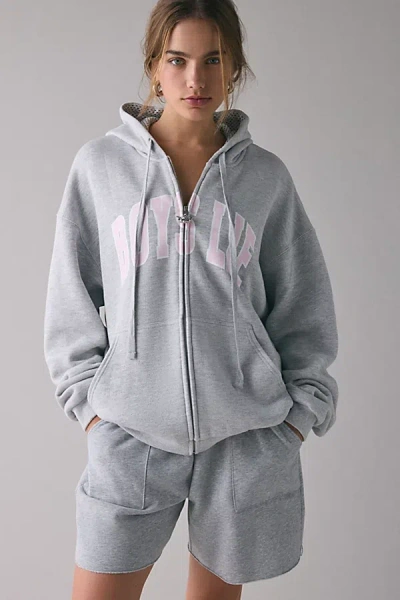 Boys Lie Candyqueen V2 Harley Zip-up Hoodie Sweatshirt In Grey, Women's At Urban Outfitters In Gray