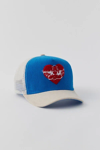 Boys Lie Corduroy Trucker Hat In Blue/white, Women's At Urban Outfitters
