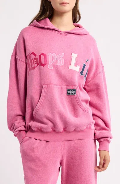 Boys Lie Danielle Racer Graphic Hoodie In Pink