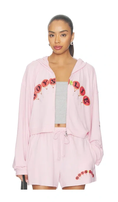 Boys Lie Dating Certified Alex Zip-up Hoodie In Pink