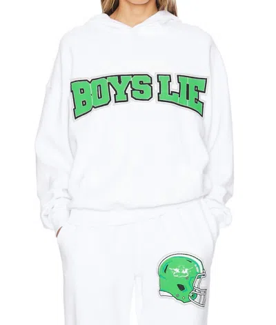 Boys Lie Don't Fumble Racer Hoodie In White