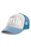 Boys Lie Don't Text Them Back Corduroy Trucker Hat In Grey