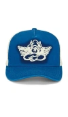 Boys Lie Dyed Denim Trucker Hat In Blue