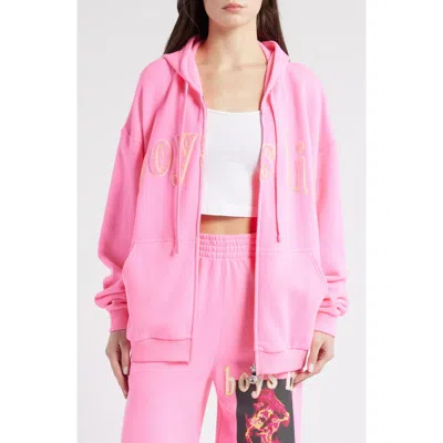 Boys Lie Electric Love V2 Harley Zip Graphic Hoodie In Pink