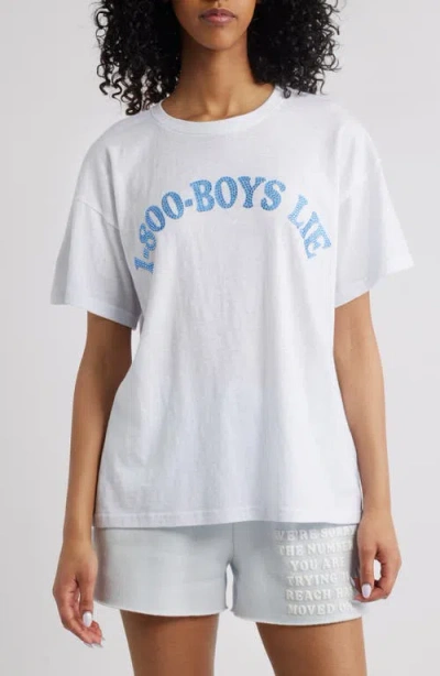 Boys Lie Embellished 1-800 Oversize Cotton Graphic T-shirt