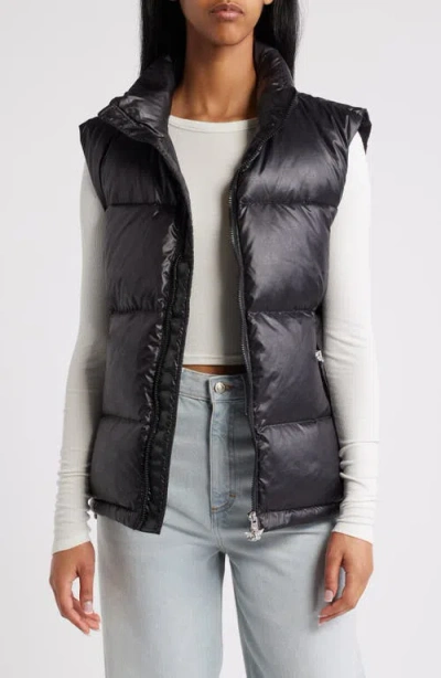 Boys Lie Embossed Logo Water Resistant Puffer Vest In Black