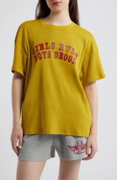 Boys Lie Girls Rule Boys Drool Graphic T-shirt In Yellow