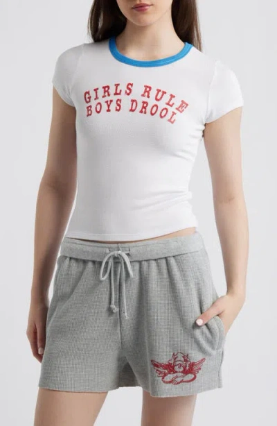 Boys Lie Girls Rule Boys Drool T-shirt In White