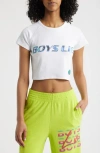 Boys Lie Gotta Jet All Yours Crop Graphic T-shirt In White