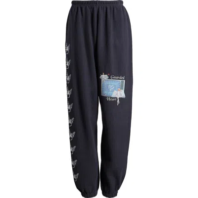 Boys Lie Guarded Angel Interlock Kimmy Cotton Sweatpants In Black