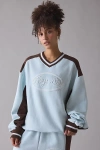 Boys Lie Hayley Lasso'd Up Embroidered Graphic V-neck Pullover Top In Light Blue, Women's At Urban Outfitters In Blue