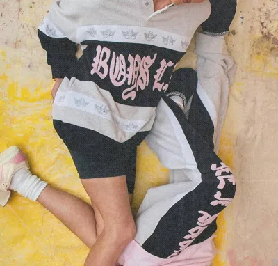 Boys Lie High Class Private School Thermal Rider Crewneck Top In Heather Grey In Gray